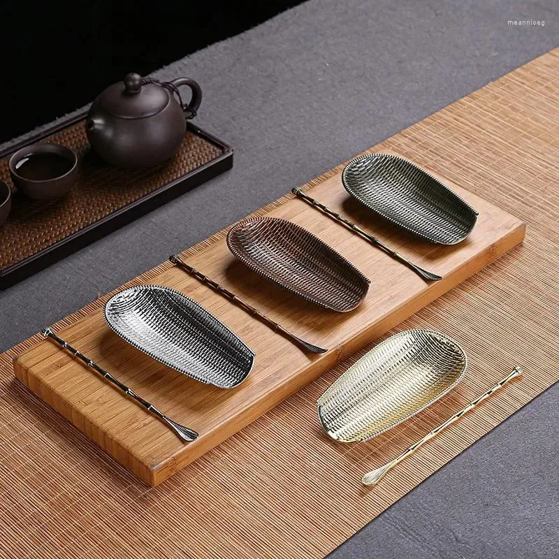 Teaware set legering bambu chaze teskoon set handgjorda teblad tar verktyg combo kreativa tillbehör