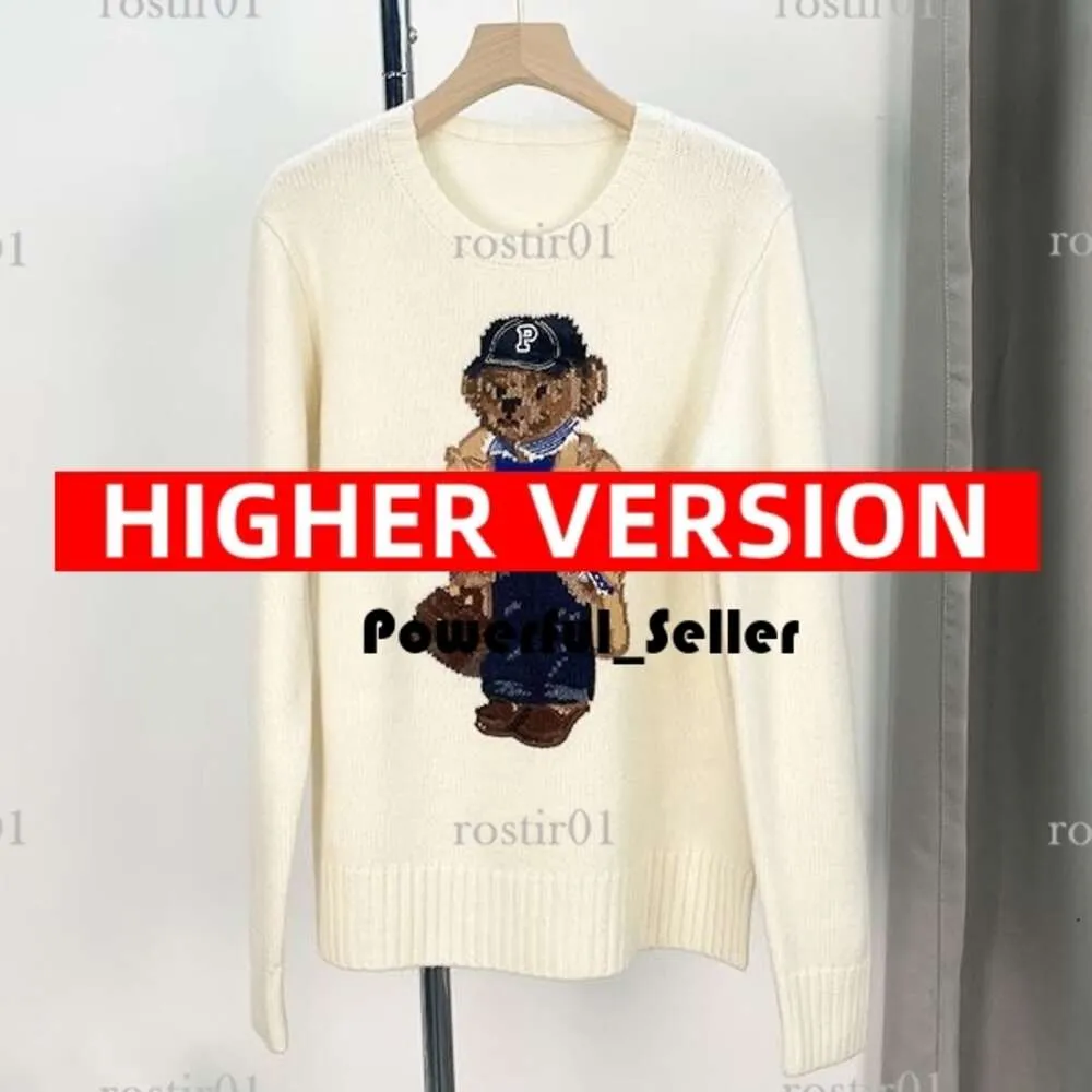 RL Bear's Women's Sweters Kobieta okrągła szyja i SWEATER W SWEATER KLASYJNY Klasyczny płaszcz RL Mały haft haftowy Laurens Button 8521