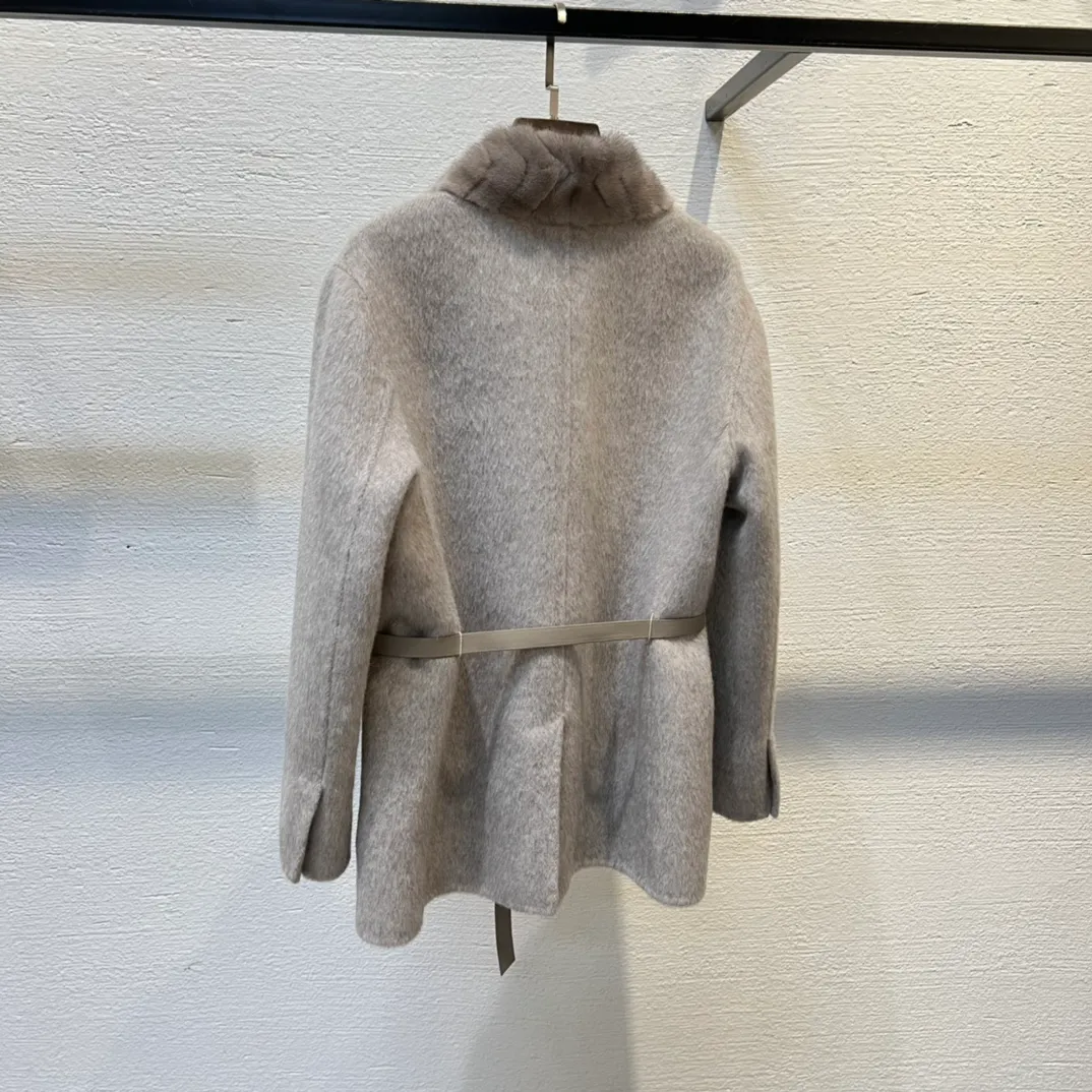 Damesjassen Winter Loro Kasjmier Effen Kleur Warm Casual Nertsen Bontkraag Dikke Bontjassen Piana