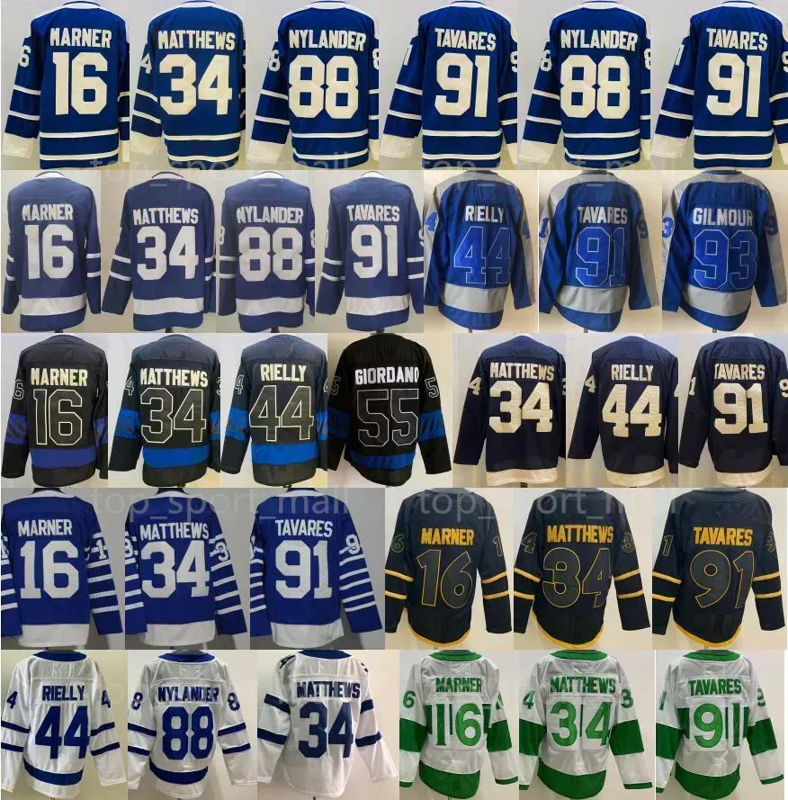 Özel Hokey Jersey Erkekler Kadın Genç Toronto Maple'Lafs''''hokey Forması Auston Matthews John Tavares Mitchell Marner William Rielly Mavi Arenas Ters Retro