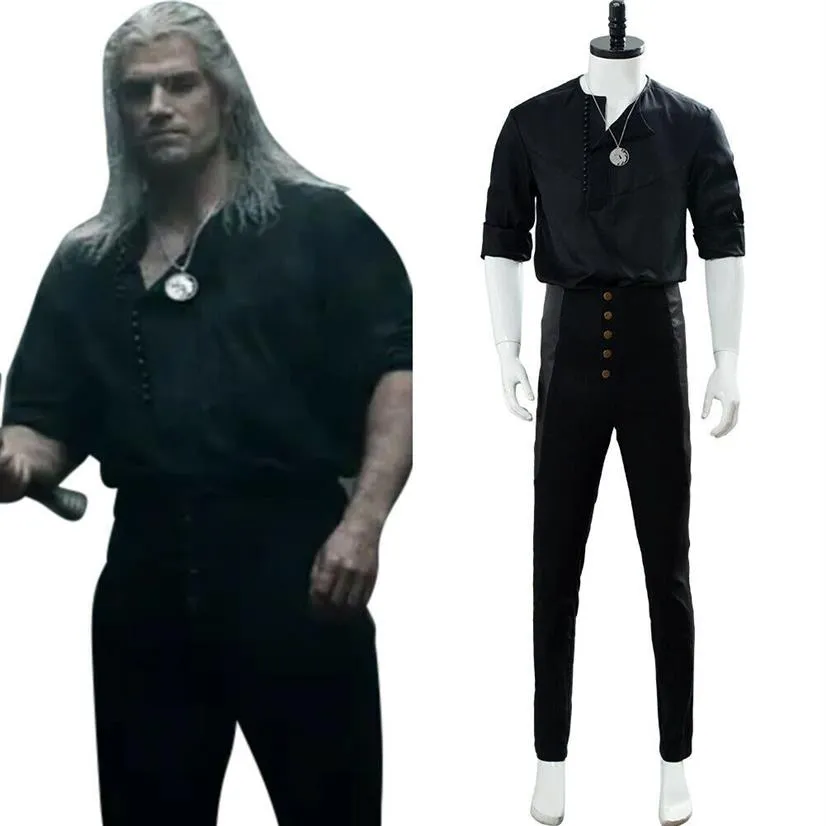 Geralt van Rivia Cosplay Kostuum Ketting Vrijetijdskleding Outfit Volledige Set278u