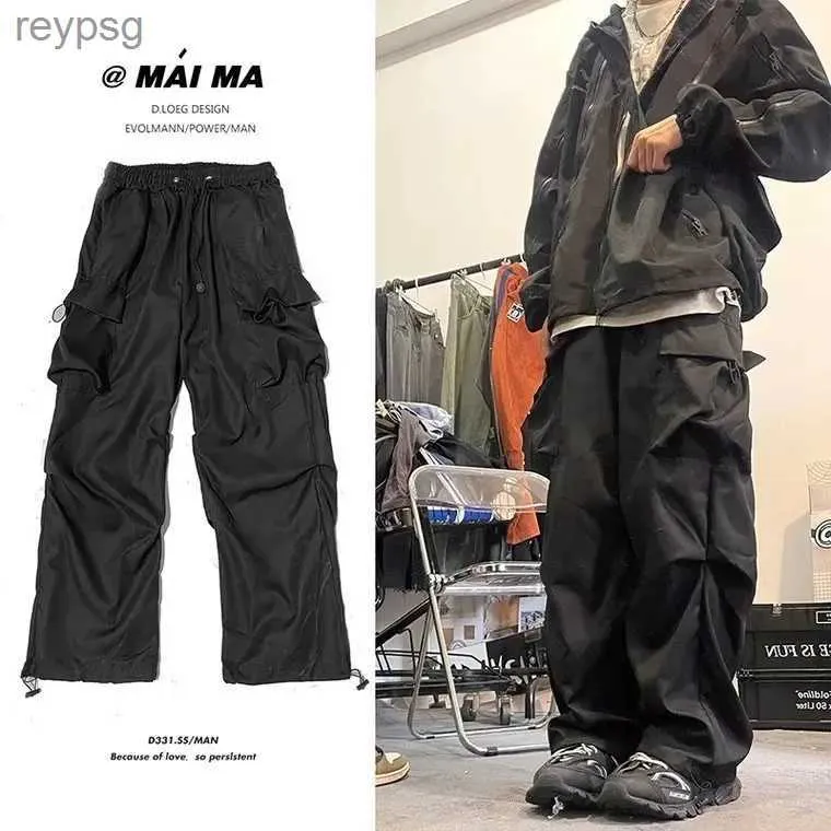 Pantalons pour hommes Pantalons amples pour hommes rouge noir gris droit Fjmale rétro hip-hop vêtements de rue style classique YQ240115