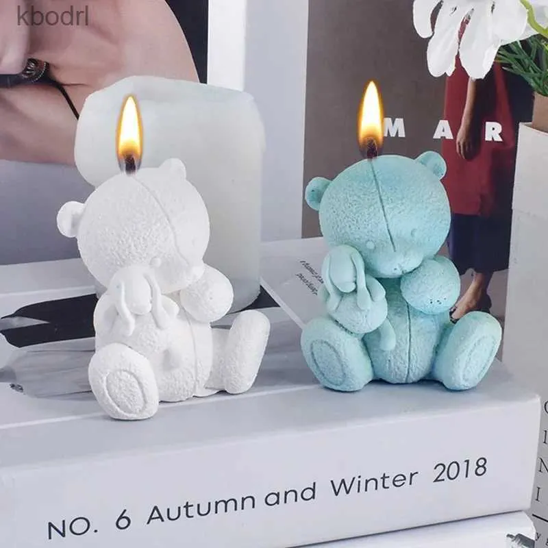 Craft Tools Cute Bear Hug Toy Silicone Candle Mold 3D Cartoon Animal Doll Soap Resin Plaster Make DIY Chocolate Baking Tools Home Gifts YQ240115