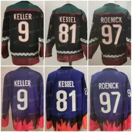 Man Ice Hockey 9 Clayton Keller Jersey 81 Phil Kessel Jerseys Blank Sport Uniform Long Sleeve Black Reverse Retro Purple Black Stitched Good