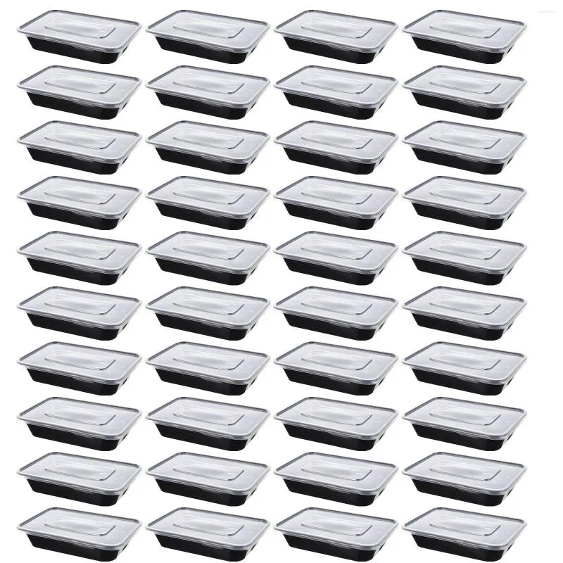 Louça 50 Pcs Recipiente Transparente Com Tampa Descartável Lancheira Salada Embrulhando Caixas Capa Piquenique Bento Lidded