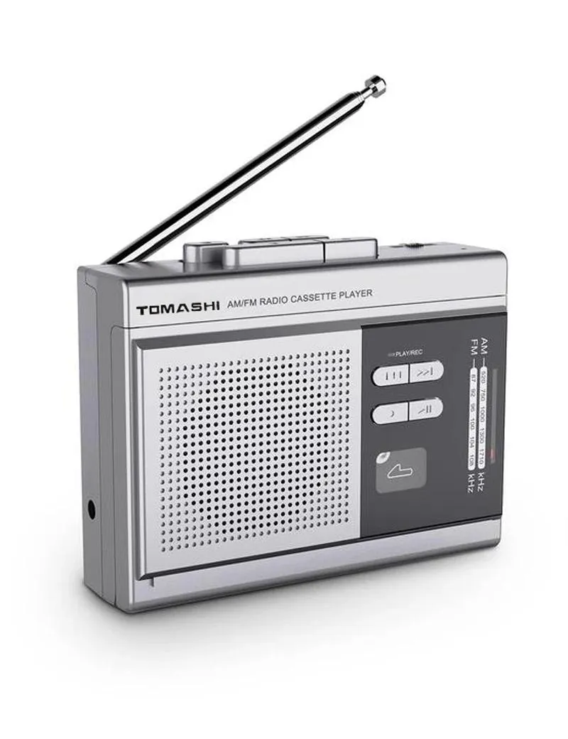 Radio TOMASHI Lecteur de radio à cassette portable Enregistreur baladeur Convertisseur de bande en MP3 avec haut-parleur intégré Support de microphone Casque