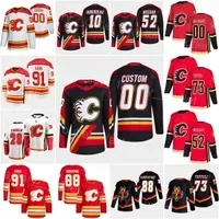 Calgary Hockey Flames 91 Nazem Kadri Jersey 28 Elias Lindholm 88 Andrew Mangiapane 10 Jonathan Huberdeau 52 Mackenzie Weegar Jacob Markstrom