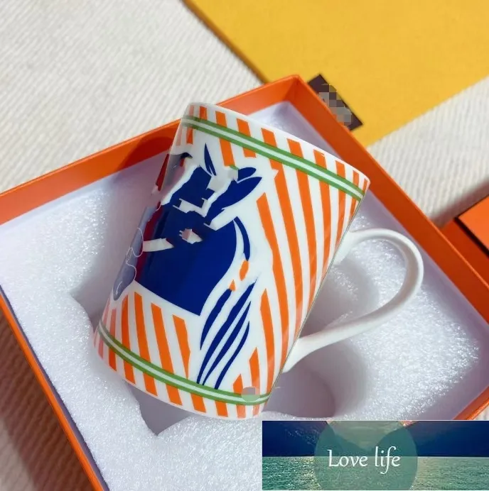 Tasse de luxe en porcelaine à bordure dorée, style nordique rétro, pour boissons au thé au lait, café, grande capacité, avec boîte-cadeau