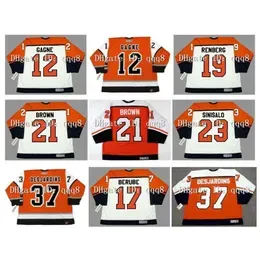 q888 Vintage Custom Hockey Jersey 12 SIMON GAGNE 19 MIKAEL RENBERG 21 DAVE BROWN 23 ILKKA SINISALO 37 ERIC DESJARDINS 17 CRAIG BERUBE Orange