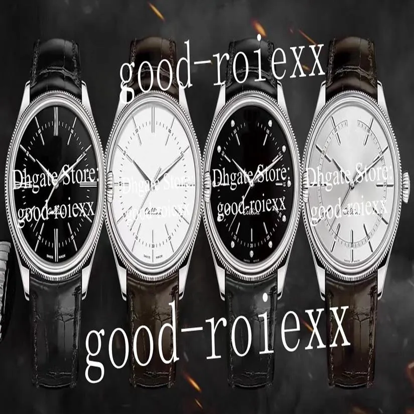 Top pulseira de couro relógios masculino automático cal 3132 movimento gmf relógio masculino branco preto prata dial cellini 50509 cristal aço 28800 203j