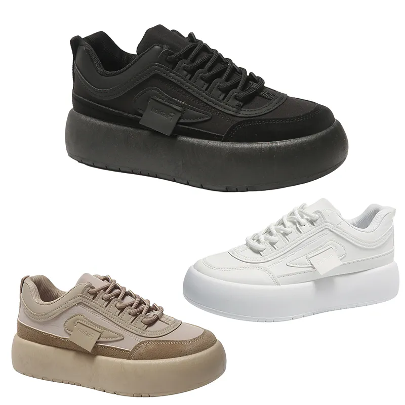 Chaussures décontractées pour femmes, confortables, solides, à lacets, bout rond, noir, kaki, blanc, baskets de loisirs, taille 36-40