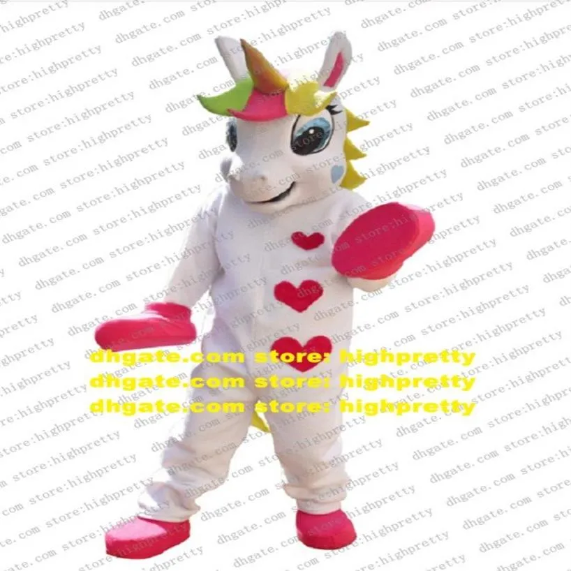 Unicorno Arcobaleno Pony Cavallo Volante Cuore carino Stampato Costume della mascotte Personaggio dei cartoni animati per adulti Film a tema Po Session CX0052513