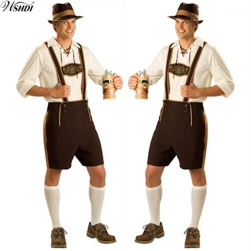 Oktoberfest Costume Lederhosen Bavarian Octoberfest German Festival Beer Halloween for Men Beer Costumes Plus Size M L XL 2XL1249S