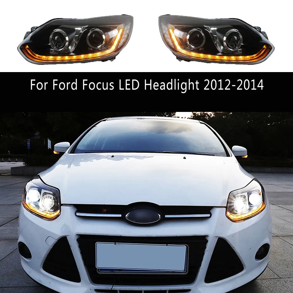 Für Ford Focus LED Scheinwerfer 12-14 Auto Zubehör DRL Tagfahrlicht Dynamische Streamer Blinker Anzeige Vordere lampe Auto Teile