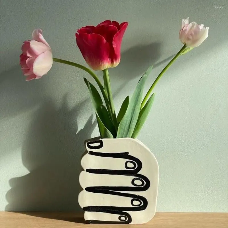 Vasi Decorativi floreali Vaso per fiori a mano Creatività Resina Funy Decor Unico Bianco