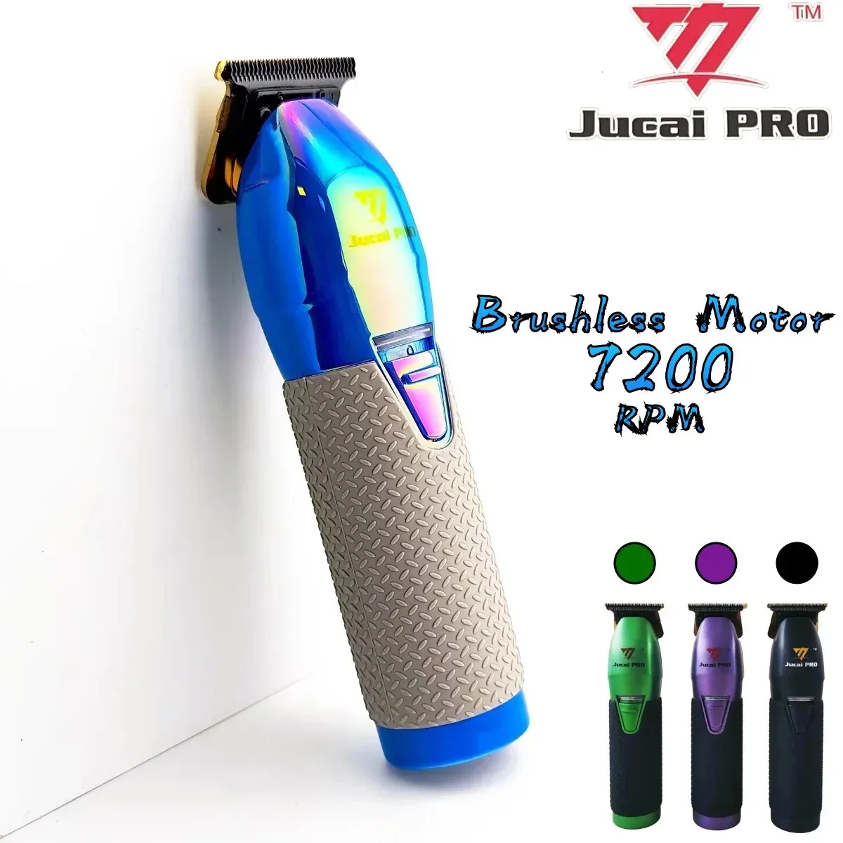 Jucai Pro Professional Electric Hair Clipper Ultra-Thin 0ピッチ彫刻電気トリミング7200RPMヘアサロンコードレス充電240115