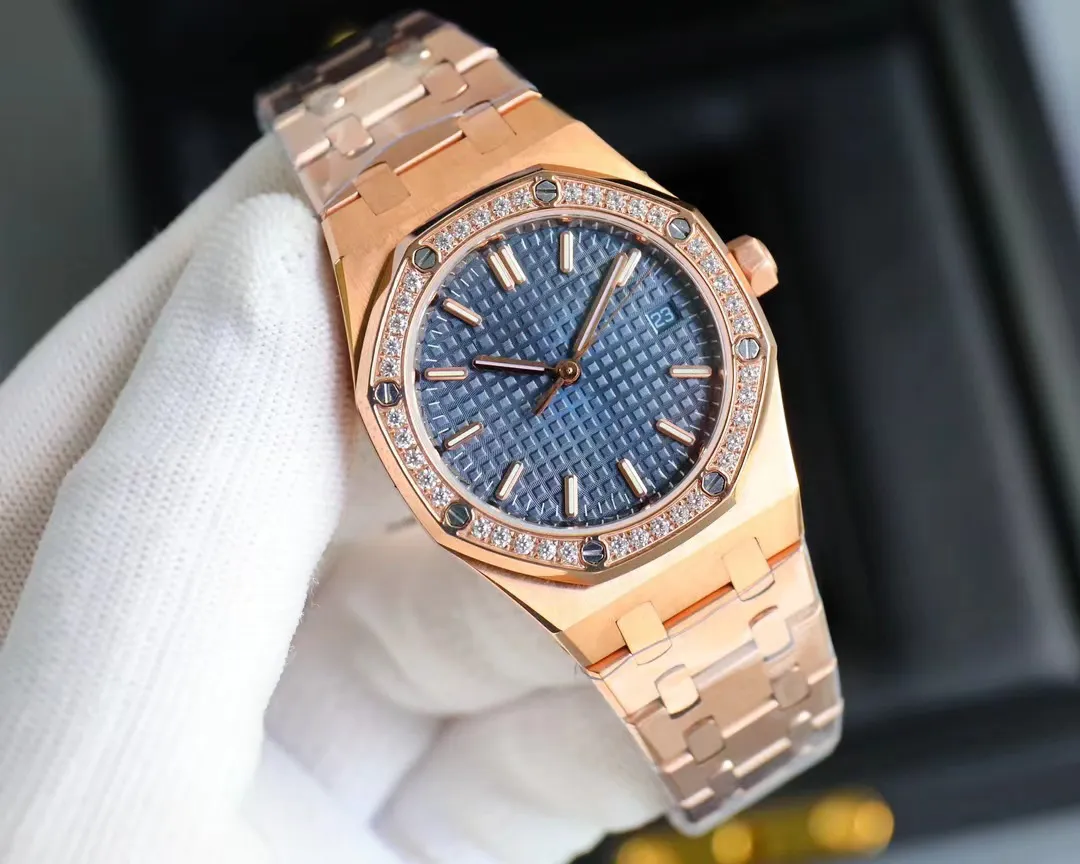 Wysokiej jakości damski zegarek murowy 34 mm luksusowy moda męska matka All-Steel Band Mechanical Ruch Ruch Złoty i Srebrny Spat