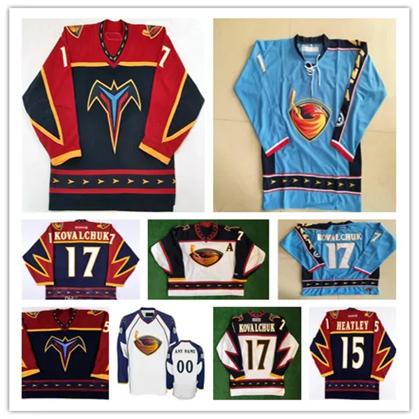 Personalizado Mens Mulheres Juventude Ilya Kovalchuk Atlanta Thrashers Vintage Hóquei Jersey Dany Heatley Tobias Enstrom Marian Hossa Zach Bogosian Kari Lehtonen Scott