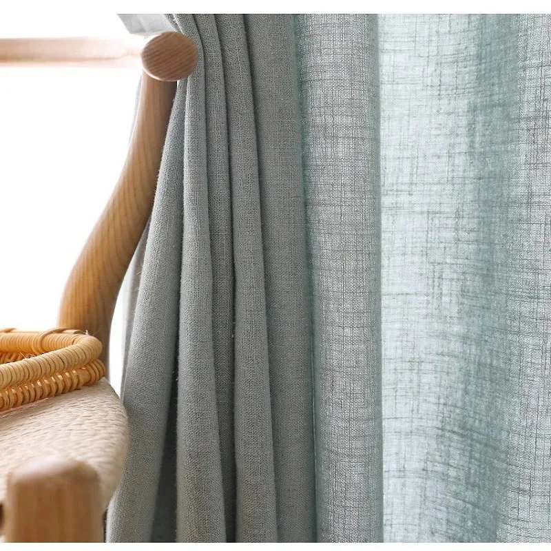 Cortinas transparentes de lino y algodón modernas, cortinas semisombreadas, cortinas lisas para balcón, tul personalizado, decoración de hilo para sala de estar, 240115