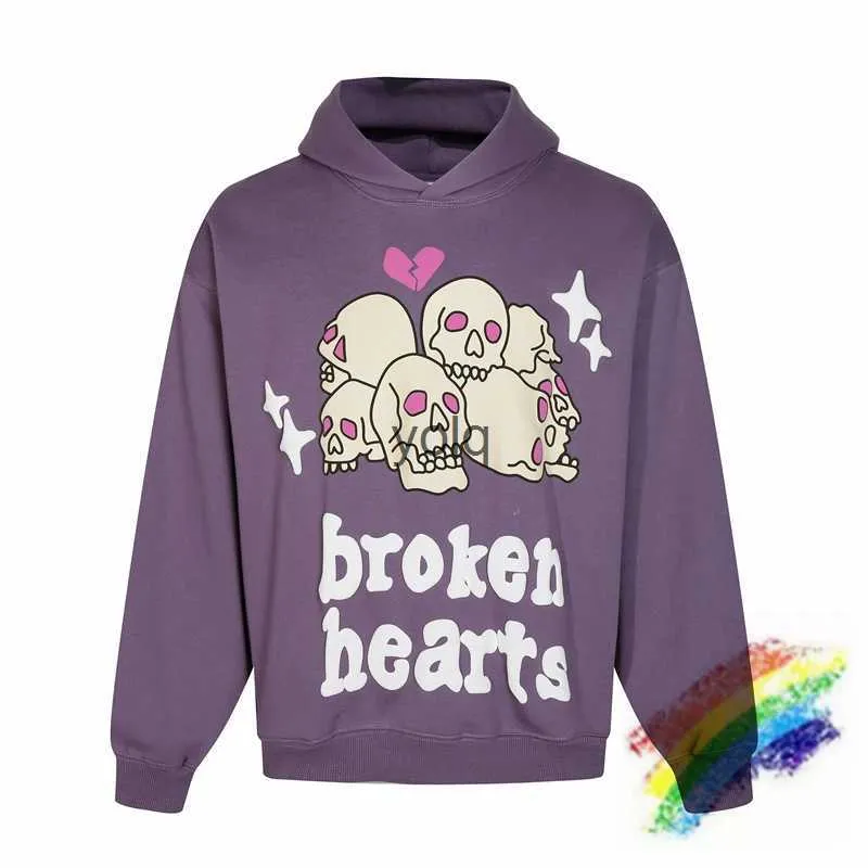 Heren Hoodies Sweatshirts Paars Skeleton Brooken Hearts BROKEN PLANET Hoodie Mannen Vrouwen Hoge Kwaliteit Truien Oversize Hoodyolq