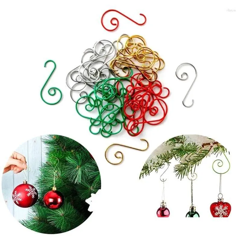 Décorations de Noël 20pcs métal en forme de crochet rack mini mti-usage crochets porte-arbre décoration en acier inoxydable fournitures de fête goutte otoh7