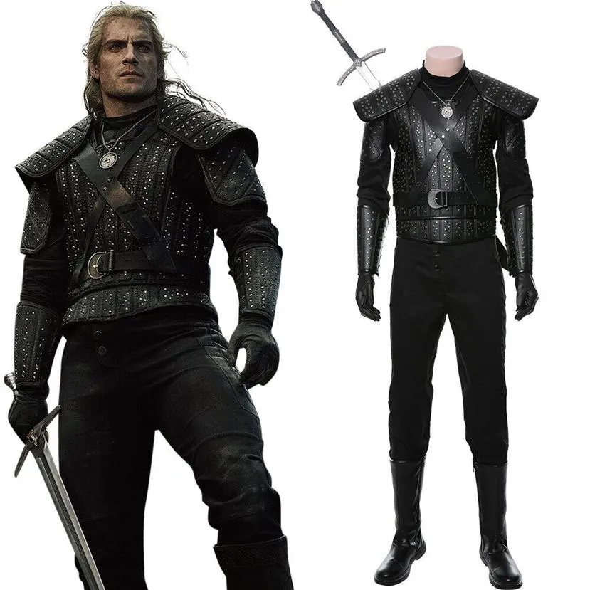 Film The Witcher Cosplay Geralt från Rivia Costume Halloween vuxen manlig outfit2633