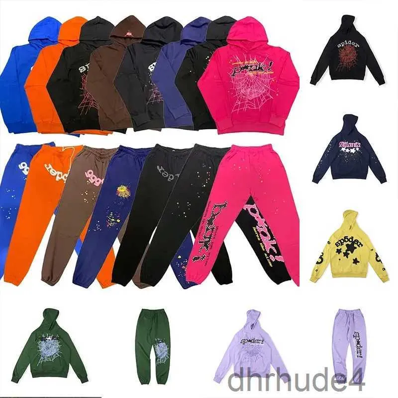 Hoodies Spider Pink Spider 555555 Mens Tracksuits مصمم مجموعات سراويل هوديي سترة من النوع الثقيل SP5DR Young Thug مجموعة الركض الطباعة