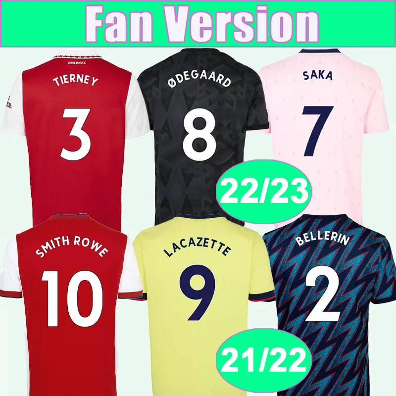 21 22 WHITE SAKA Mens Soccer Jerseys PEPE TIERNEY GABRIEL ODEGAARD SMITH ROWE MARTINELLI MARQUINHOS 22 23 Home Away 3rd Football Shirt Adult Uniforms