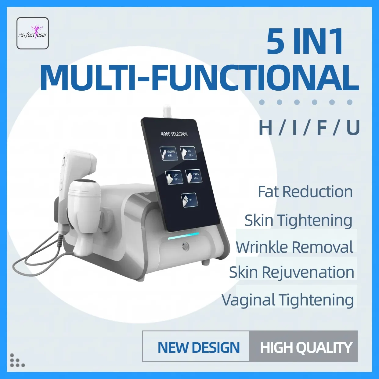 Professional Multifunctional High Intensity 9D HIFU Skin Tightening Machine HIMFU Ultrasound Abdomen Reduction Face Lifting Anti Aging Device Skin Resurfacing