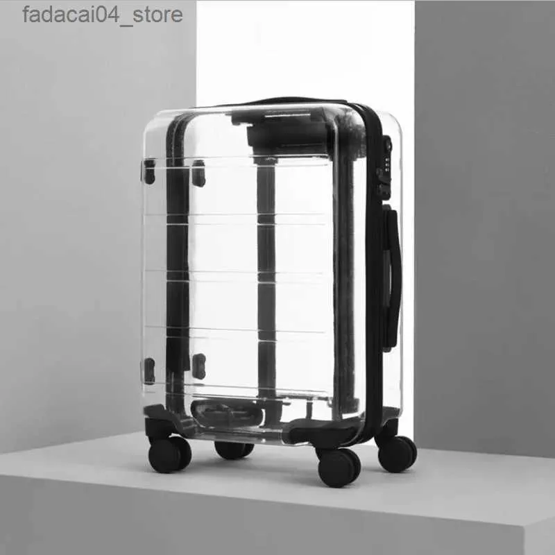 Koffer TRAVEL TALE 20 22 24 26 Zoll Neue Marke Transparent Koffer Spinner Handgepäck Trolley Tasche Auf Rädern Q240115