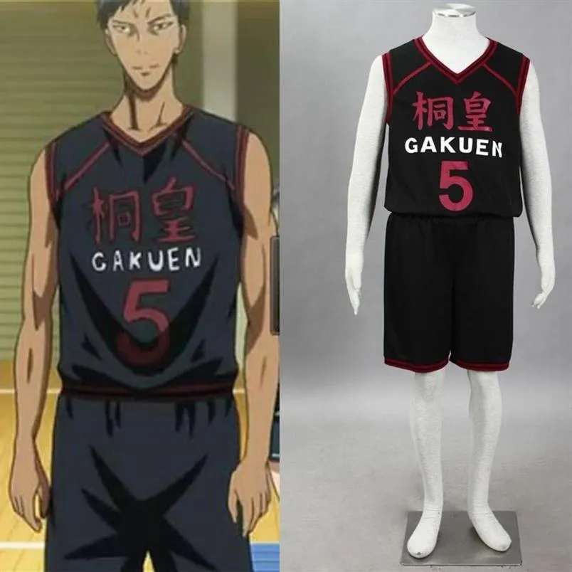 Hochwertiges Basketballtrikot Cosplay Kuroko no Basuke Daiki Aomine NO 5 Cosplay Kostüm Sportbekleidung Top Shirt Black346m