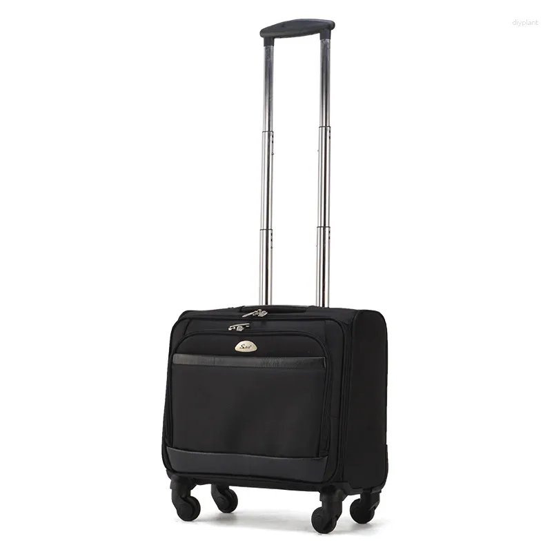 Malas de viagem Nylon 16 "polegadas cabine multifuncional rolando bagagem mala de viagem com forro de laptop