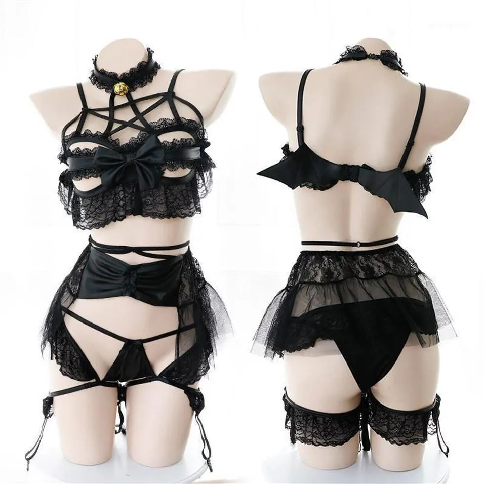 Mulheres diabo cosplay trajes lolita gato bonito lingerie anime roupa interior sexy bandagem roupa lingerie japonesa escola menina costume1306l