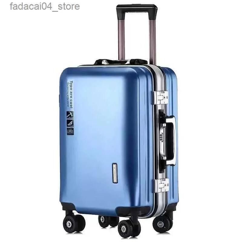 Valigie Trolley per bagagli Custodia da viaggio con telaio in alluminio con cerniera da 20 24 pollici per affari femminile Resistente ai graffi Casella per password resistente all'usura Q240115