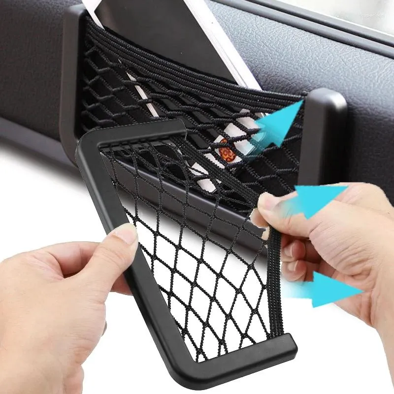 Car Organizer Universal Storage Bag Auto Elastic Paste Net Pocket Phone Holder Mesh For Wallet Keys Card 20 8cm
