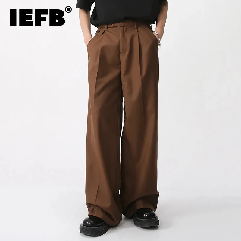 IEFB vêtements pour hommes printemps pantalons décontractés ample droite mode coréenne Simple couleur unie couleur unie pantalon masculin 9A6959 240115