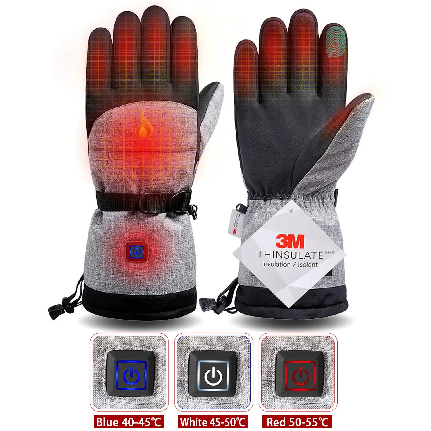 Gants chauffants en coton hiver chauffe-mains gants thermiques électriques imperméables chauffés pour le cyclisme moto vélo Ski en plein air 240112