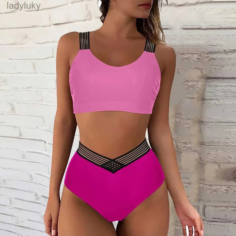 Swim Wear High Waist Bikini 2023 Women Bikini Set Push Up Solid Bathing Suits Swimsuit Female Plus Size Beachwear Women Micro SwimwearL240115