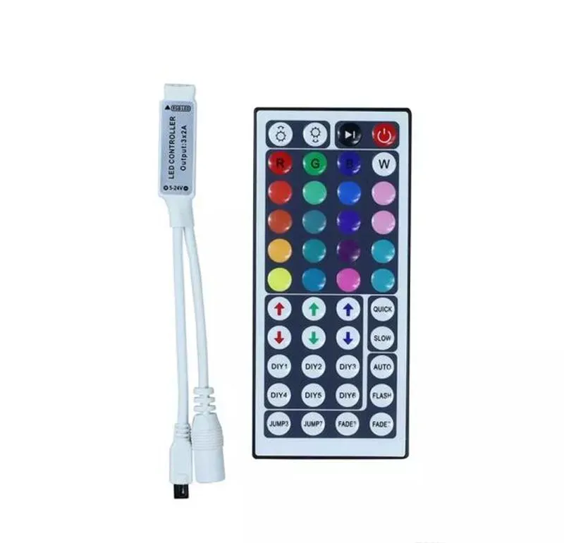 Mini contrôleur LED RGB, DC12V 6A, avec télécommande IR 44 touches, variateur sans fil pour bande LED 5050 3528, 34 modes LL