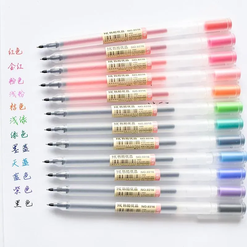 Gholesale Gel Als Creative12 PCS Lot Pen Color Ink Marker Writing Stationery Mujis Style School School Schools Gift ZZ