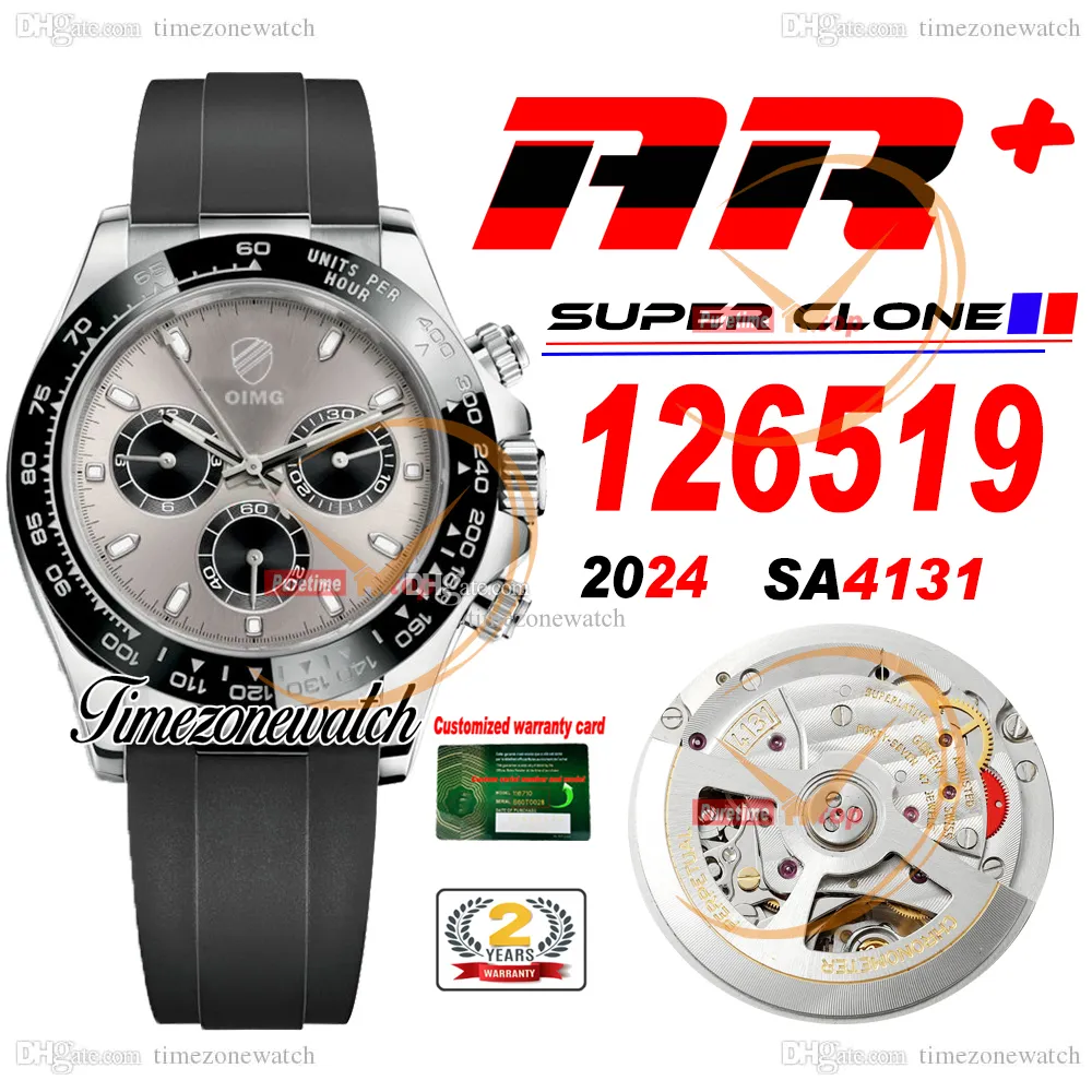 AR+F 126519 SA4131 Automatisk kronograf Mens Watch Ceramics Bezel Grey Dial 904l Steel OysterFlex Rubber Super Edition Watches 2024 New Eta Cal TimeZoneWatch C3