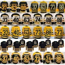 Mens Hockey 37 Patrice Bergeron Jerseys Reverse 63 Brad Marchand 88 David Pastrnak 40 Tuukka Rask 74 Jake DeBrusk 73 Charlie McAvoy Winter Classic Stadium Series