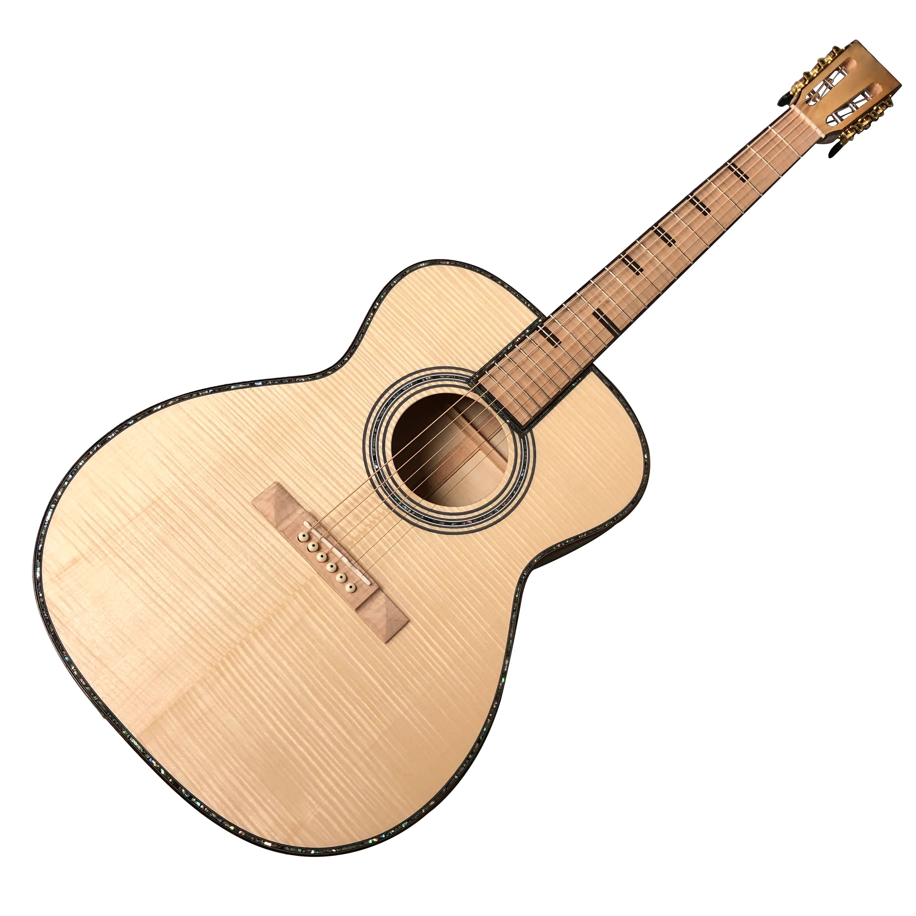 Chitarra acustica elettrica folk con dita nere in legno massello da 40 pollici con stampo OM