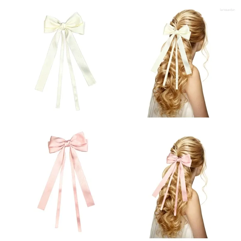 Fermagli per capelli Clip per fiocco in nastro a doppio strato Donna Bowknot coreano Lungo dolce ragazze Forcina Barrettes Copricapo Regalo Dropship