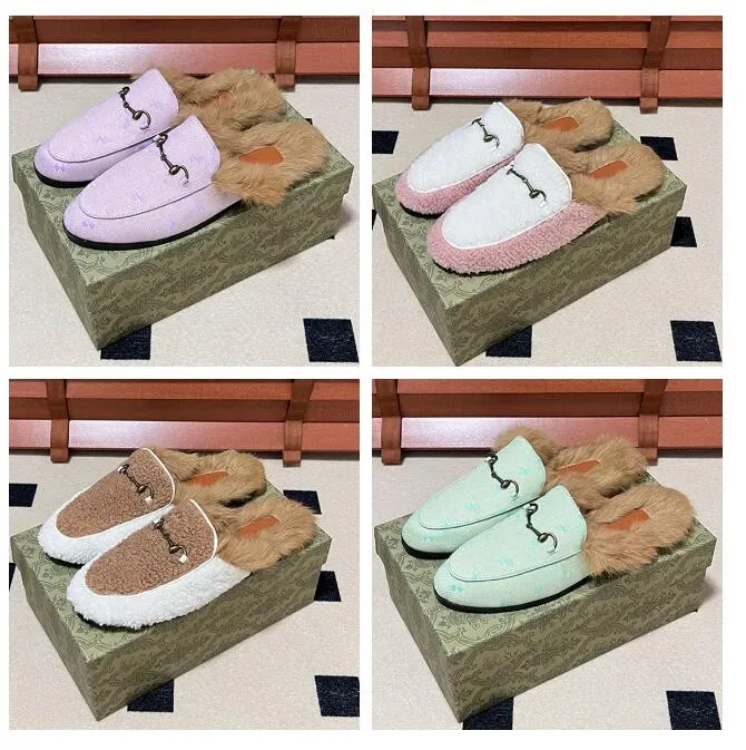 Pantoufles de fourrure de concepteur Automne Hiver Mules Luxe Fuzzy Diapositives Maison Furry Sandales Plates Femme Slip Pantoufles Pour Femmes Hommes Laine Entièrement Doublée Chaud Confort Éraflures 11 Couleur