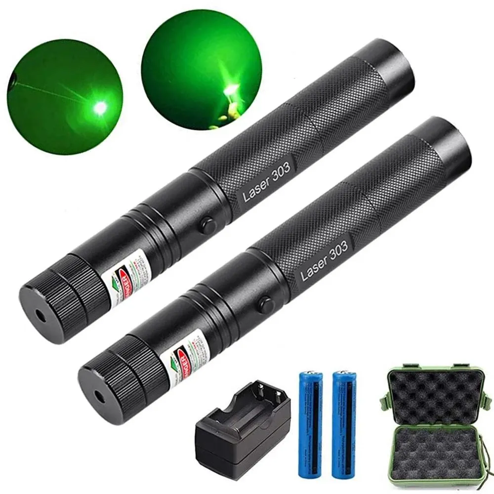 Puntatori Puntatore laser verde tattico Torcia laser verde ad alta potenza da 532 nm Laser ricaricabile che brucia con messa a fuoco regolabile per la caccia