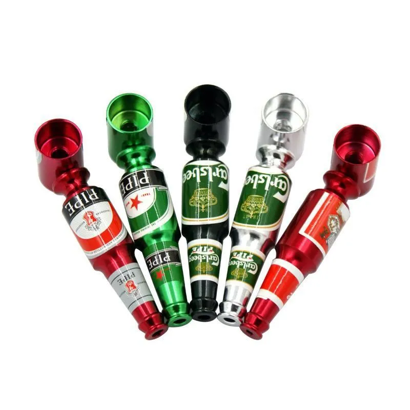 Mini Beer Bottle Metal Pipe 68mm Smoking Pipes Oil Burner Pipe Best Gift For Smoker Portable Herbal Tobacco Hand Pipe