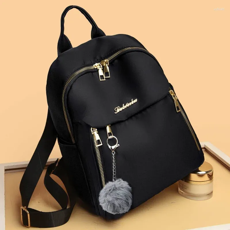 Mochilas escolares de tela Oxford para mujer, mochila de moda de gran capacidad, bolso de viaje informal negro multifuncional, bolso de mujer de alta calidad