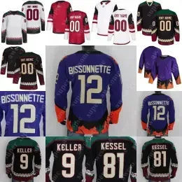 Phoenix``Coyotes``CUSTOM 12 Paul Bissonnette Jersey 18 Logan Cooley Clayton Keller Phil Kessel Shayne Gostisbehere Lawson Crouse Travis Boyd