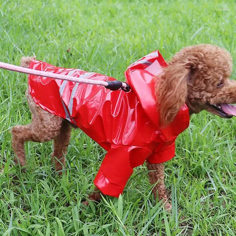 Abbigliamento per cani Impermeabile per cuccioli da esterno Cappotto antipioggia per animali domestici S-XL Felpa con cappuccio Giacche impermeabili PU per cani Vestiti per gatti riflettenti